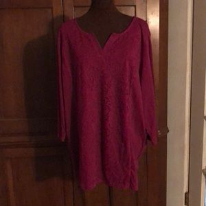 St John’s Bay Spanish Rose 🌹 Top 2X NWT Bright Pink Lace Front Insert